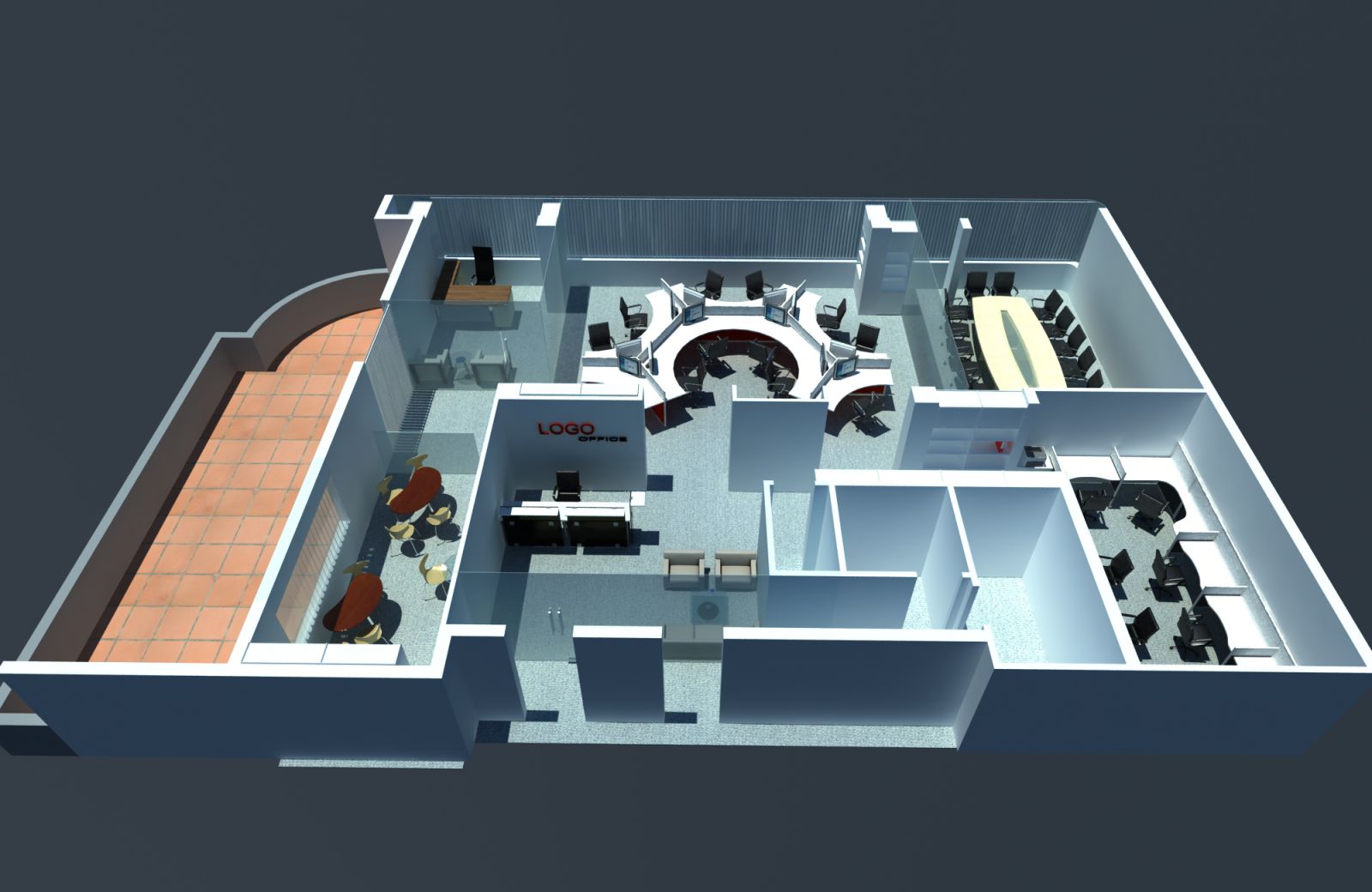 Không gian bố cục được sắp xếp trước khi tiến hành