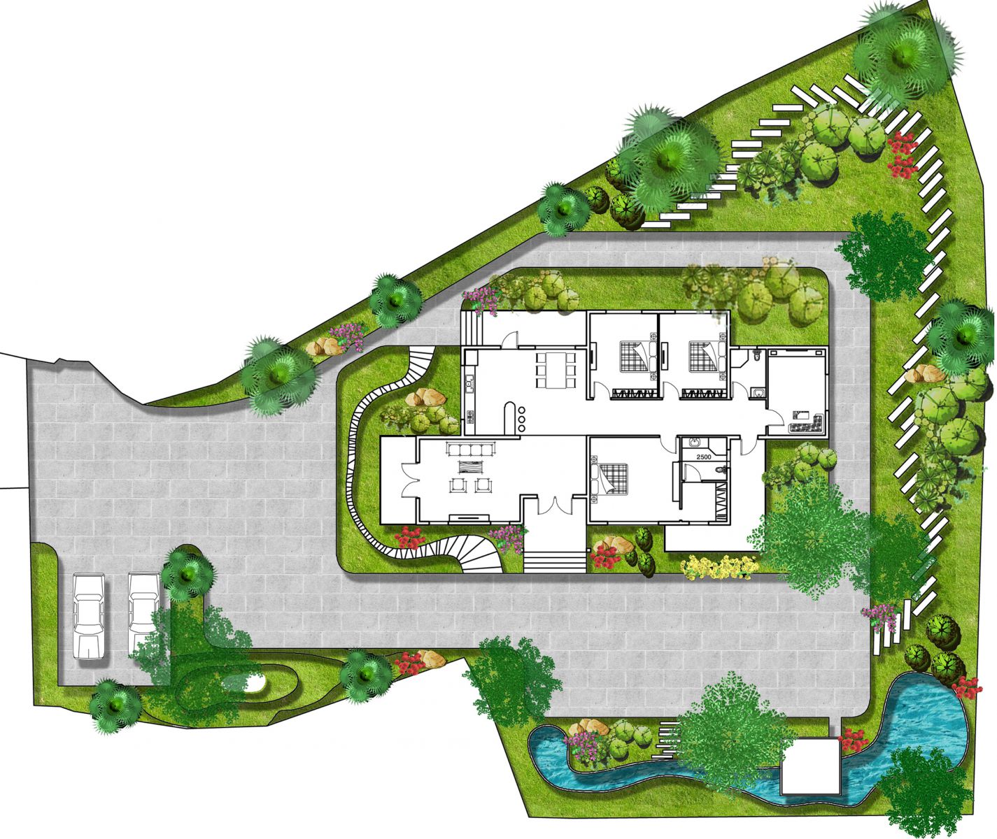 Phối cảnh và mặt cắt biệt thự